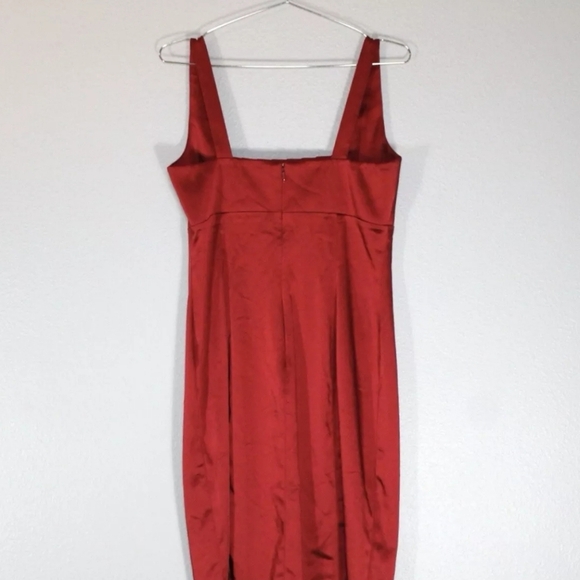 Calvin Klein Sheath Dress Size 8 Red Silky Sleeveless Mini Empire Waist Classic - Picture 2 of 5
